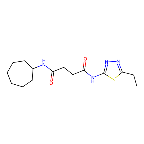 N-cycloheptyl-N'-[(2Z)-5-ethyl-1,3,4-thiadiazol-2(3H)-ylidene]butanediamide structure