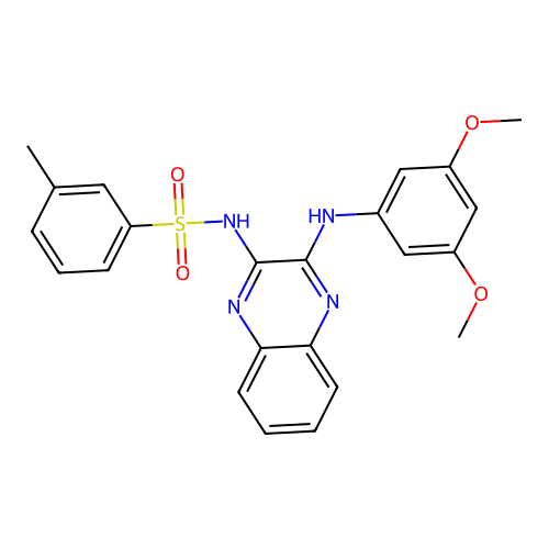 N-(3-((3,5-dimethoxyphenyl)amino)quinoxalin-2-yl)-3-methylbenzenesulfonamide structure