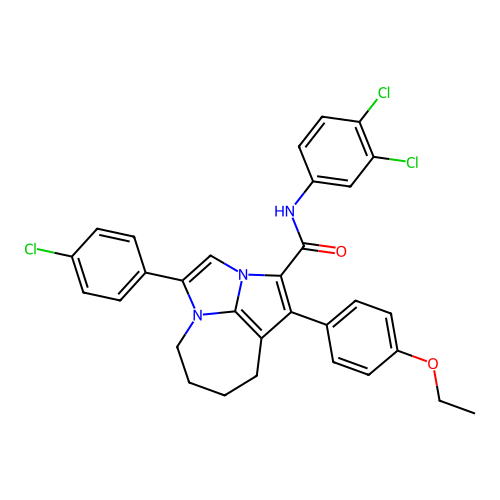4-(4-chlorophenyl)-N-(3,4-dichlorophenyl)-1-(4-ethoxyphenyl)-5,6,7,8-tetrahydro-2a,4a-diazacyclopenta[cd]azulene-2-carboxamide structure