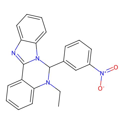 5-Ethyl-6-(3-nitrophenyl)-5,6-dihydrobenzimidazo[1,2-c]quinazoline structure