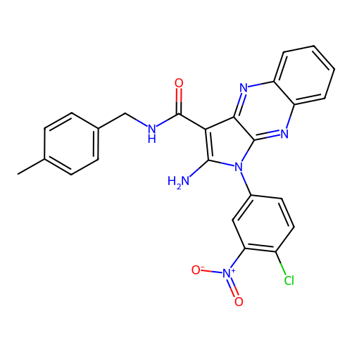 2-amino-1-(4-chloro-3-nitrophenyl)-N-(4-methylbenzyl)-1H-pyrrolo[2,3-b]quinoxaline-3-carboxamide structure