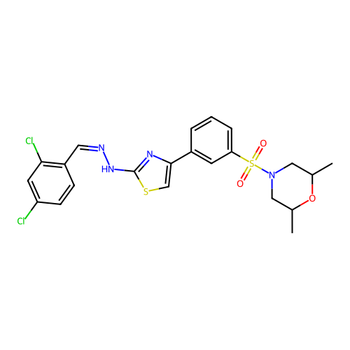 4-[(3-{(2Z)-2-[(2E)-(2,4-dichlorobenzylidene)hydrazinylidene]-2,3-dihydro-1,3-thiazol-4-yl}phenyl)sulfonyl]-2,6-dimethylmorpholine structure