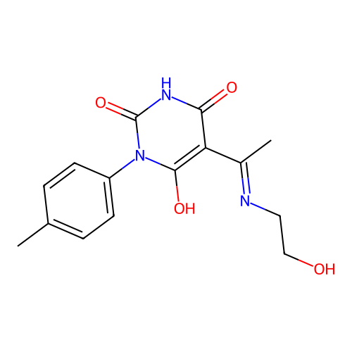 5-[1-(2-hydroxyethylamino)ethylidene]-1-(4-methylphenyl)-1,3-diazinane-2,4,6-trione structure