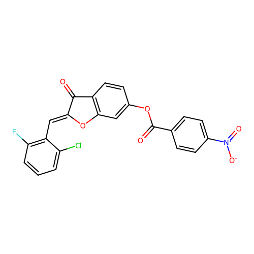(2Z)-2-(2-chloro-6-fluorobenzylidene)-3-oxo-2,3-dihydro-1-benzofuran-6-yl 4-nitrobenzoate structure