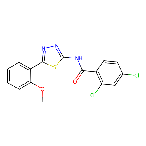 2,4-dichloro-N-(5-(2-methoxyphenyl)-1,3,4-thiadiazol-2-yl)benzamide structure