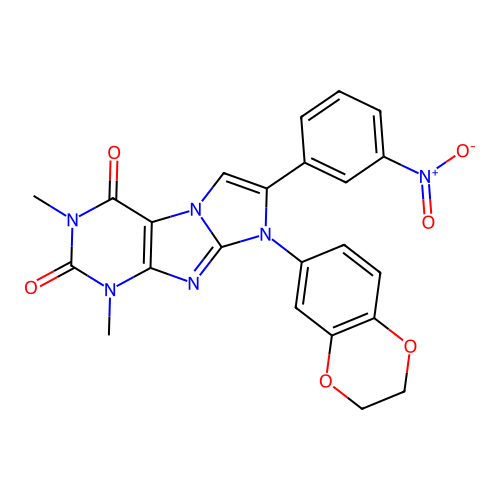6-(2,3-dihydro-1,4-benzodioxin-6-yl)-2,4-dimethyl-7-(3-nitrophenyl)purino[7,8-a]imidazole-1,3-dione structure