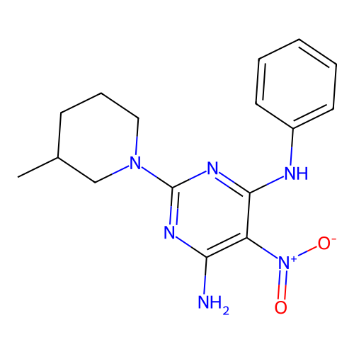 [6-Amino-2-(3-methylpiperidyl)-5-nitropyrimidin-4-yl]phenylamine structure