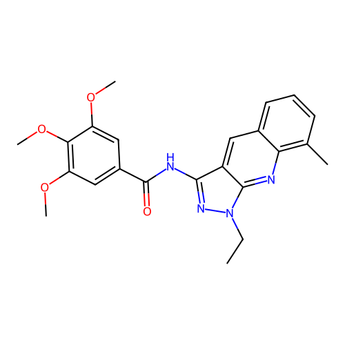 N-(1-ethyl-8-methylpyrazolo[3,4-b]quinolin-3-yl)-3,4,5-trimethoxybenzamide structure