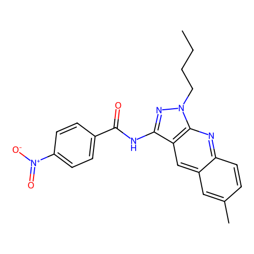 N-(1-butyl-6-methylpyrazolo[3,4-b]quinolin-3-yl)-4-nitrobenzamide structure