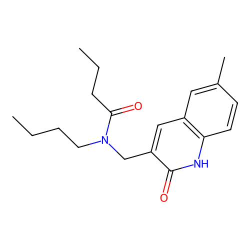N-butyl-N-[(6-methyl-2-oxo-1H-quinolin-3-yl)methyl]butanamide structure