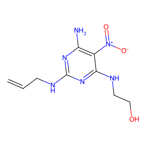 2-(2-Allylamino-6-amino-5-nitro-pyrimidin-4-ylamino)-ethanol structure