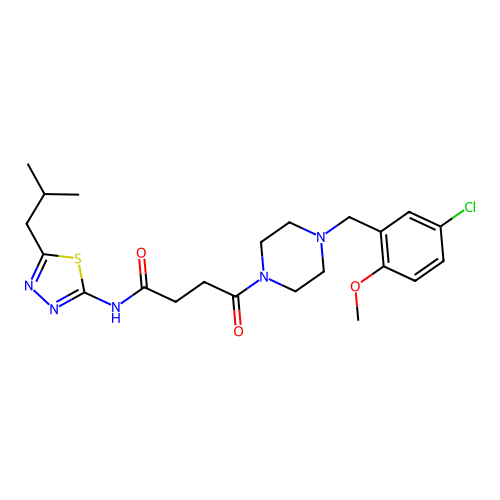 4-(4-(5-chloro-2-methoxybenzyl)piperazin-1-yl)-N-(5-isobutyl-1,3,4-thiadiazol-2-yl)-4-oxobutanamide structure