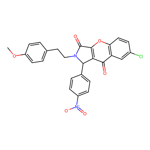 7-chloro-2-(4-methoxyphenethyl)-1-(4-nitrophenyl)-1,2-dihydrochromeno[2,3-c]pyrrole-3,9-dione structure