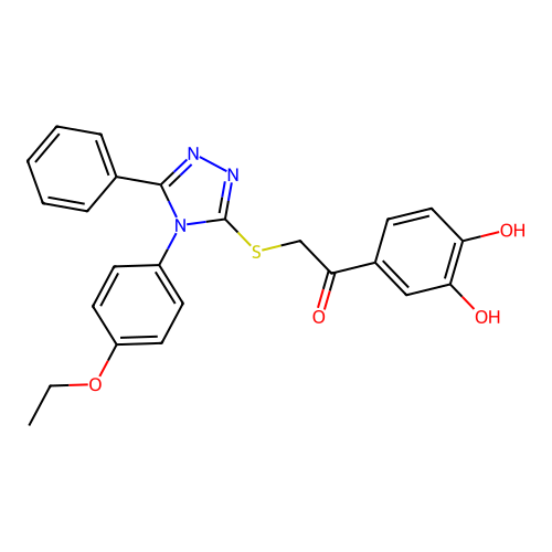 1-(3,4-dihydroxyphenyl)-2-((4-(4-ethoxyphenyl)-5-phenyl-4H-1,2,4-triazol-3-yl)thio)ethanone structure