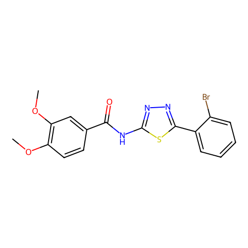 N-[5-(2-bromophenyl)-1,3,4-thiadiazol-2-yl]-3,4-dimethoxybenzamide structure