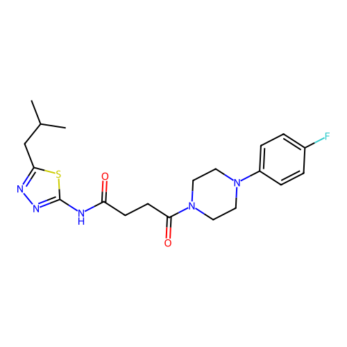 4-(4-(4-fluorophenyl)piperazin-1-yl)-N-(5-isobutyl-1,3,4-thiadiazol-2-yl)-4-oxobutanamide structure