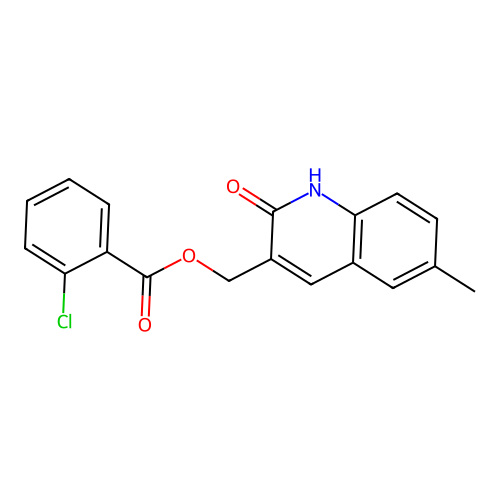 (6-methyl-2-oxo-1H-quinolin-3-yl)methyl 2-chlorobenzoate structure
