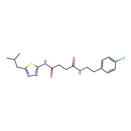 N1-(4-chlorophenethyl)-N4-(5-isobutyl-1,3,4-thiadiazol-2-yl)succinamide structure