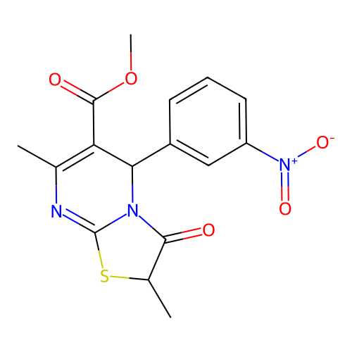 methyl 2,7-dimethyl-5-(3-nitrophenyl)-3-oxo-2,3-dihydro-5H-[1,3]thiazolo[3,2-a]pyrimidine-6-carboxylate structure