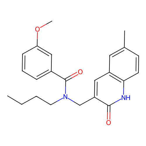 N-butyl-3-methoxy-N-[(6-methyl-2-oxo-1H-quinolin-3-yl)methyl]benzamide structure