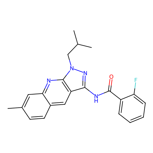 2-fluoro-N-[7-methyl-1-(2-methylpropyl)pyrazolo[3,4-b]quinolin-3-yl]benzamide structure