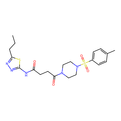 4-[4-(4-methylphenyl)sulfonylpiperazin-1-yl]-4-oxo-N-(5-propyl-1,3,4-thiadiazol-2-yl)butanamide structure