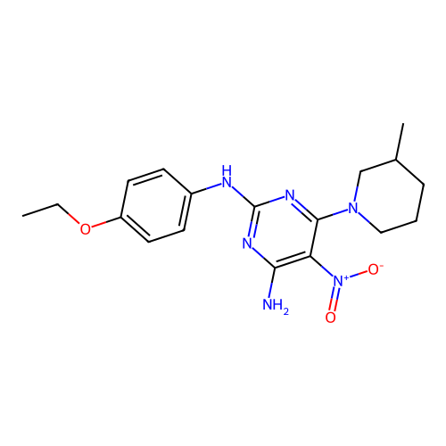2-N-(4-ethoxyphenyl)-6-(3-methylpiperidin-1-yl)-5-nitropyrimidine-2,4-diamine structure