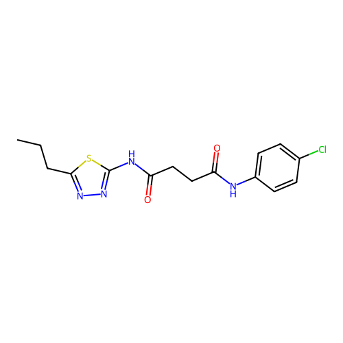 N1-(4-chlorophenyl)-N4-(5-propyl-1,3,4-thiadiazol-2-yl)succinamide structure
