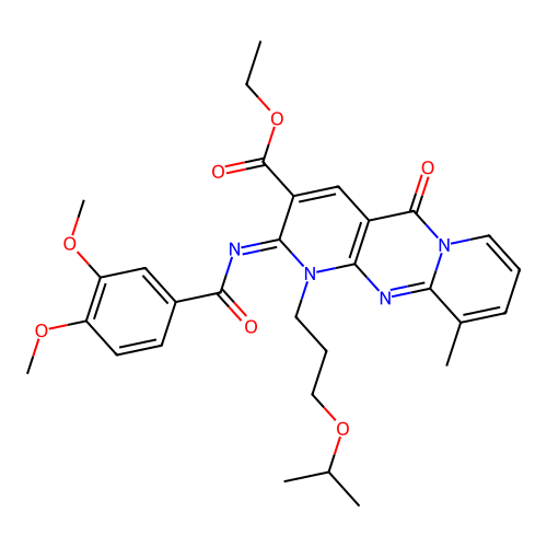 (Z)-ethyl 2-((3,4-dimethoxybenzoyl)imino)-1-(3-isopropoxypropyl)-10-methyl-5-oxo-2,5-dihydro-1H-dipyrido[1,2-a:2',3'-d]pyrimidine-3-carboxylate structure