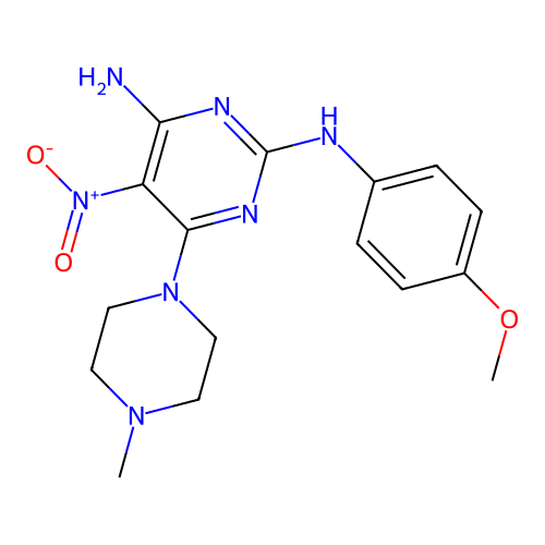 2-N-(4-methoxyphenyl)-6-(4-methylpiperazin-1-yl)-5-nitropyrimidine-2,4-diamine structure