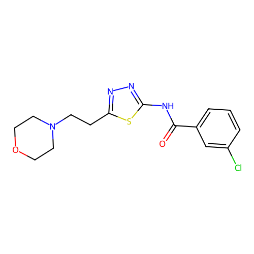 3-chloro-N-[5-(2-morpholin-4-ylethyl)-1,3,4-thiadiazol-2-yl]benzamide structure