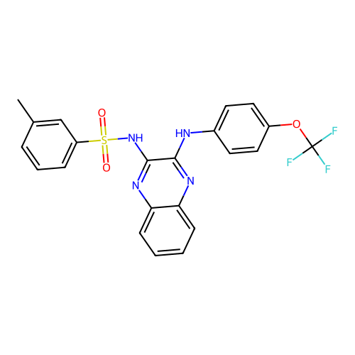 3-methyl-N-(3-{[4-(trifluoromethoxy)phenyl]amino}quinoxalin-2-yl)benzenesulfonamide structure