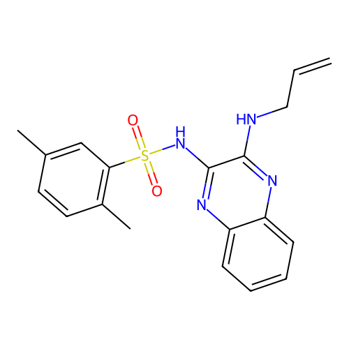 N-(3-(allylamino)quinoxalin-2-yl)-2,5-dimethylbenzenesulfonamide structure