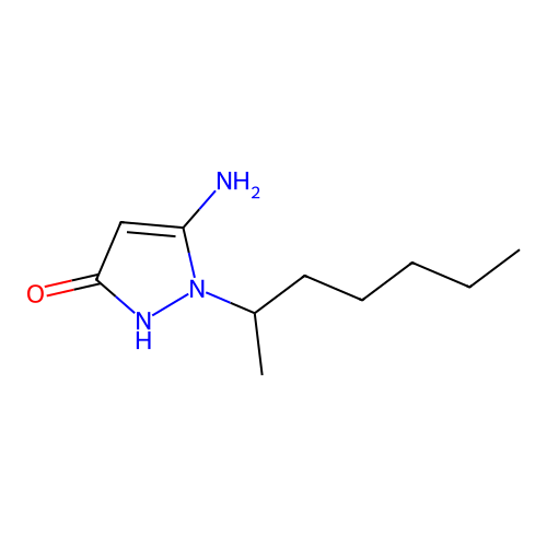 5-Amino-1-(1-methyl-hexyl)-1H-pyrazol-3-ol structure