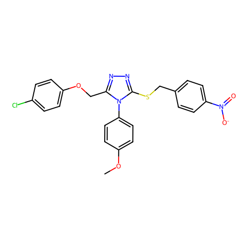 3-[(4-chlorophenoxy)methyl]-4-(4-methoxyphenyl)-5-[(4-nitrophenyl)methylsulfanyl]-1,2,4-triazole structure