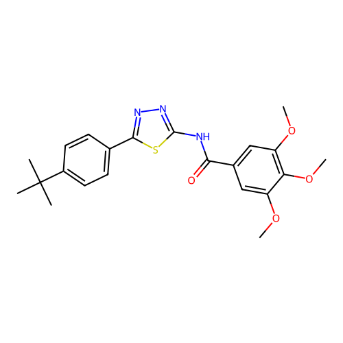 N-[5-(4-tert-butylphenyl)-1,3,4-thiadiazol-2-yl]-3,4,5-trimethoxybenzamide structure
