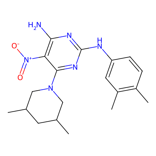 [4-amino-6-(3,5-dimethylpiperidyl)-5-nitropyrimidin-2-yl](3,4-dimethylphenyl)a mine structure