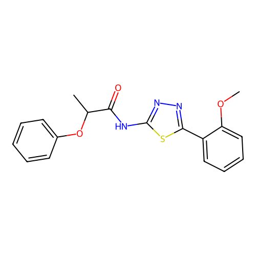 N-(5-(2-methoxyphenyl)-1,3,4-thiadiazol-2-yl)-2-phenoxypropanamide structure