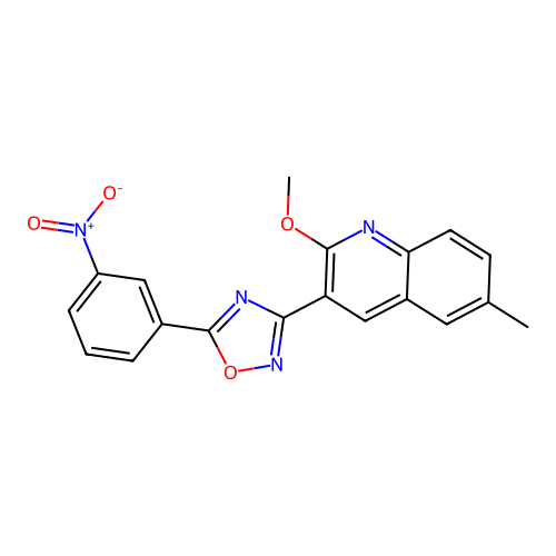 3-(2-Methoxy-6-methylquinolin-3-yl)-5-(3-nitrophenyl)-1,2,4-oxadiazole structure