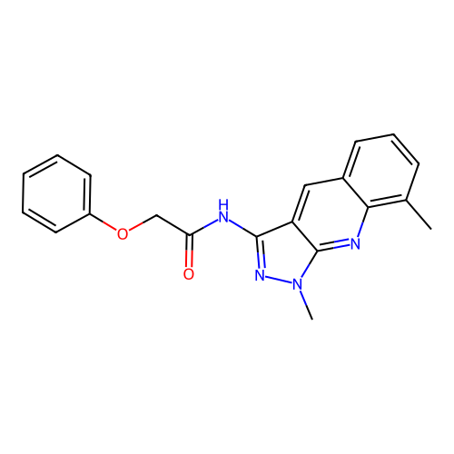 N-(1,8-dimethylpyrazolo[3,4-b]quinolin-3-yl)-2-phenoxyacetamide structure