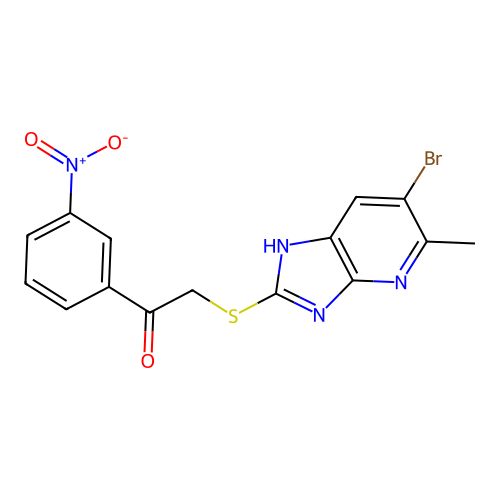 2-(6-Bromo-5-methyl-3H-imidazo[4,5-b]pyridin-2-ylsulfanyl)-1-(3-nitro-phenyl)-ethanone structure