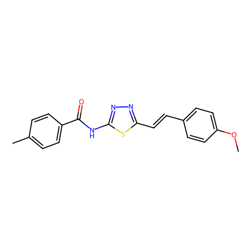 (E)-N-(5-(4-methoxystyryl)-1,3,4-thiadiazol-2-yl)-4-methylbenzamide structure