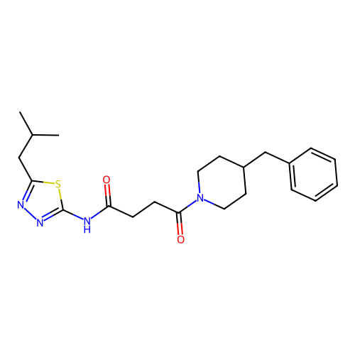 4-(4-benzylpiperidin-1-yl)-N-(5-isobutyl-1,3,4-thiadiazol-2-yl)-4-oxobutanamide structure