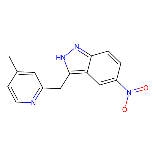 3-((4-methylpyridin-2-yl)methyl)-5-nitro-1H-indazole structure