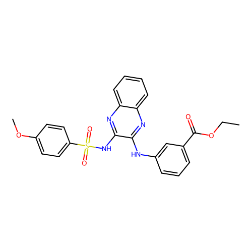 Ethyl 3-[(3-{[(4-methoxyphenyl)sulfonyl]amino}quinoxalin-2-yl)amino]benzoate structure