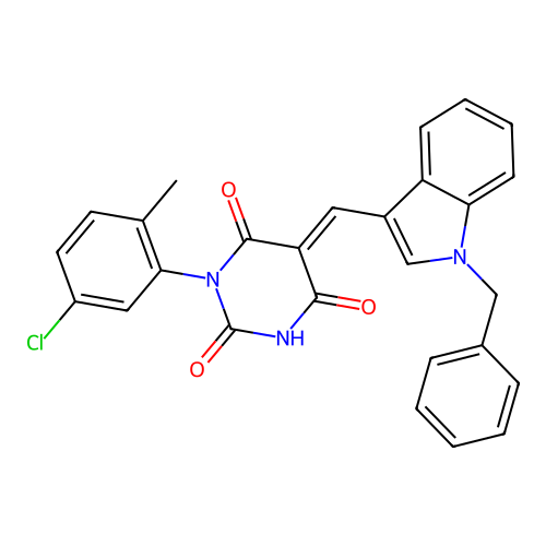 (5E)-5-[(1-benzyl-1H-indol-3-yl)methylidene]-3-(5-chloro-2-methylphenyl)-6-hydroxypyrimidine-2,4(3H,5H)-dione structure