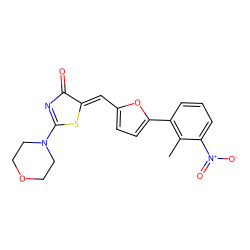 (Z)-5-((5-(2-methyl-3-nitrophenyl)furan-2-yl)methylene)-2-morpholinothiazol-4(5H)-one structure