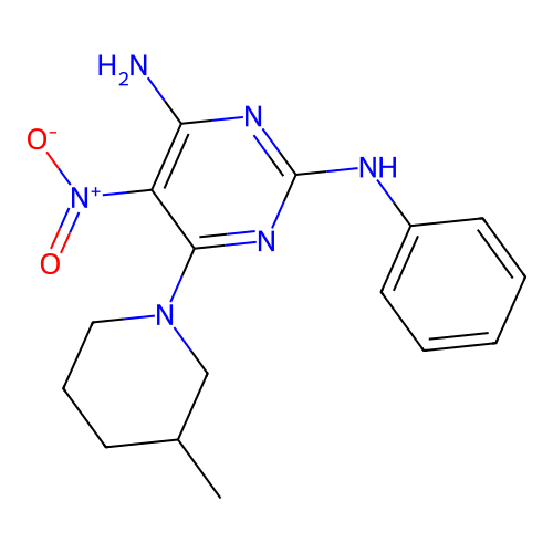 [4-Amino-6-(3-methylpiperidyl)-5-nitropyrimidin-2-yl]phenylamine structure