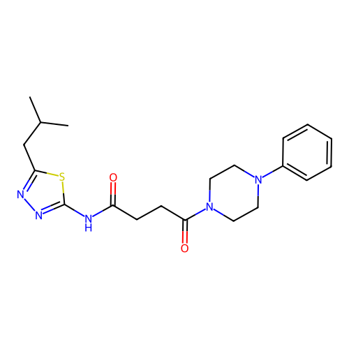 N-[5-(2-methylpropyl)-1,3,4-thiadiazol-2-yl]-4-oxo-4-(4-phenylpiperazin-1-yl)butanamide structure