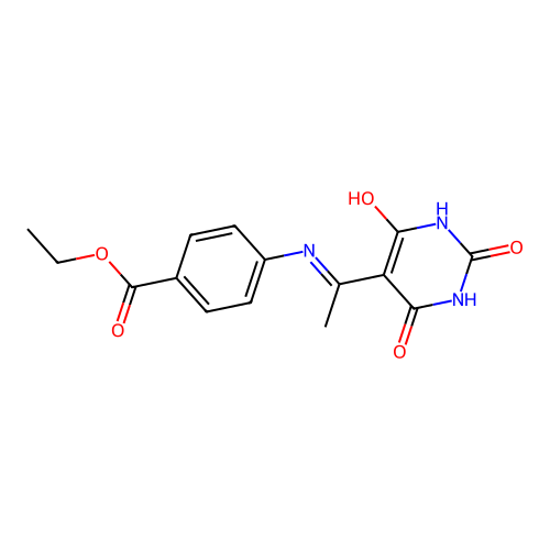 ethyl 4-[1-(2,4,6-trioxo-1,3-diazinan-5-ylidene)ethylamino]benzoate structure
